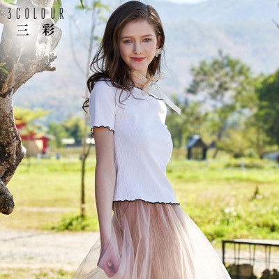 해외직배송 3 Colour 브랜드 여성 여름 신상 반팔 티셔츠 니트 셔츠